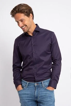 Suitable Overhemd Paars Twill Aubergine DR-Aubergine kopen