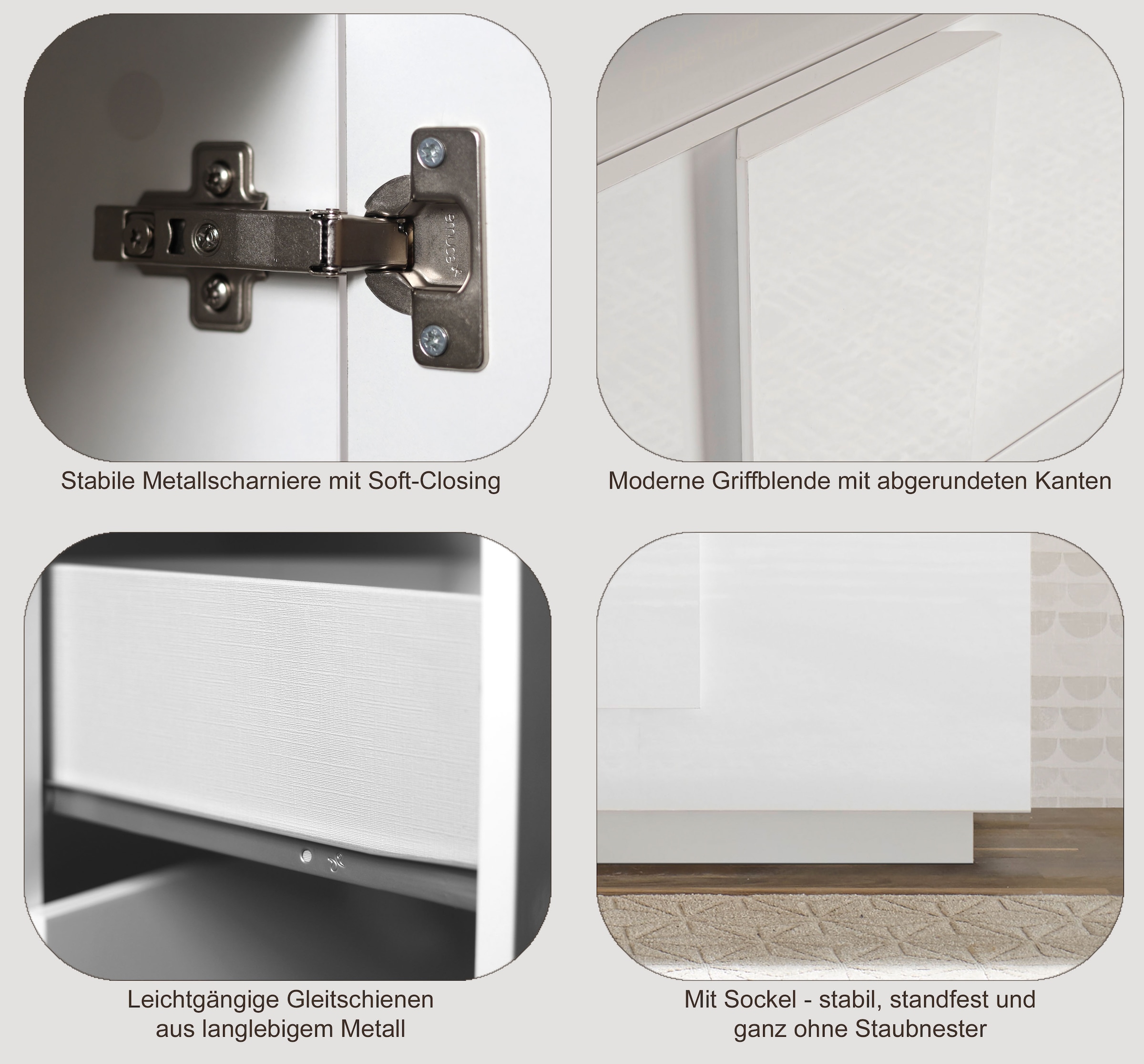 INOSIGN Sideboard »Jupiter, Breite 241 cm, Kommode 4 Türen - Soft Closing, Anrichte« moderne Griffblende, FSC®, cleveres Stauraumkonzept