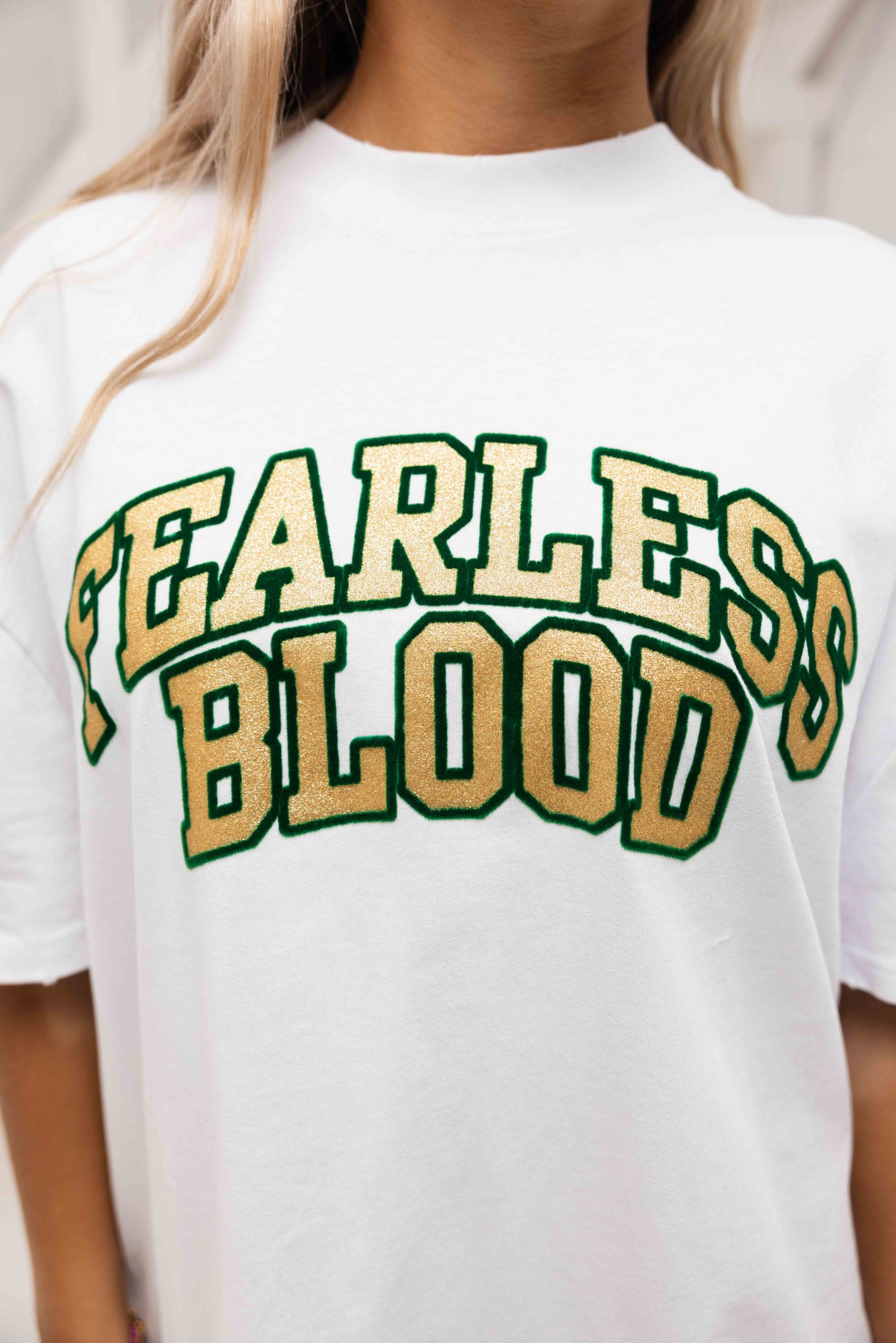 Fearless Blood Logoprint T-Shirt Dames Wit/Groen