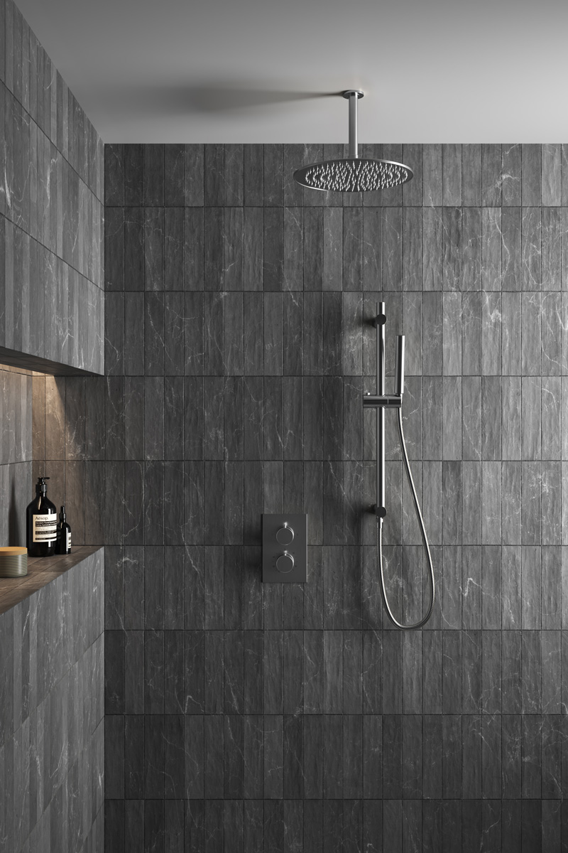 Saniclear Exclusive inbouw regendouche met 20cm hoofddouche, plafondarm en glijstang RVS