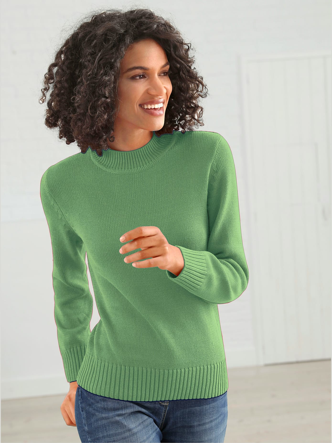 Pull femme col tortue finitions côtelés