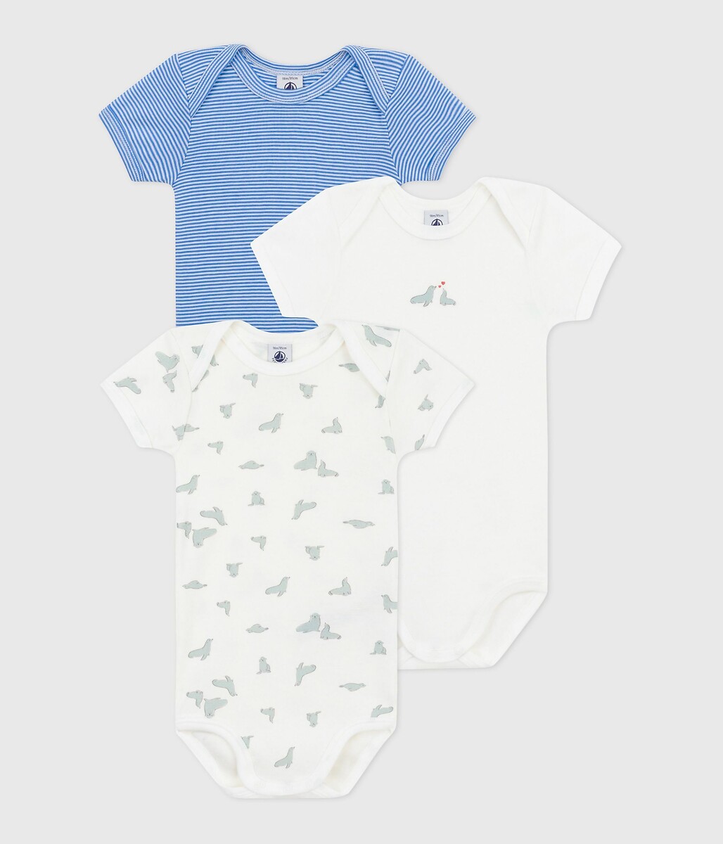 PETIT BATEAU<br>Conjunto de 3 bodies de manga curta