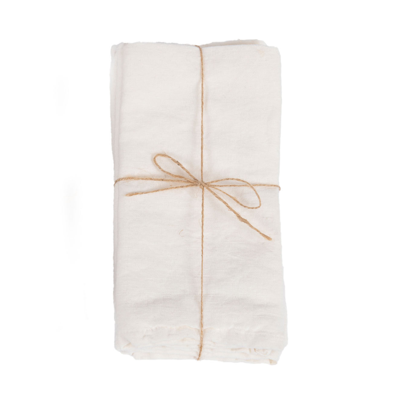 Bazar Bizar 4 Serviettes de table en lin blanches - 45x45 cm