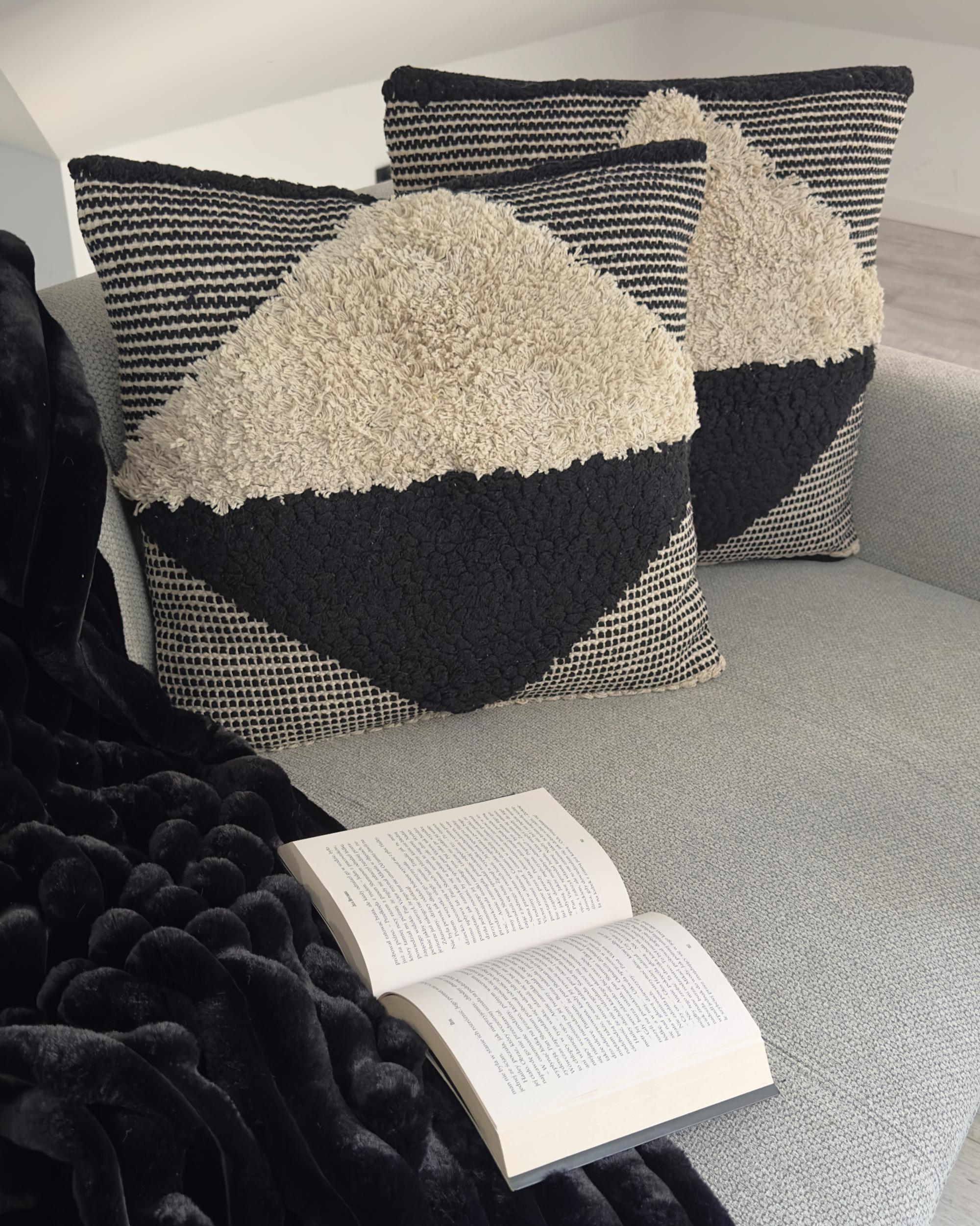 Set van 2 sierkussens KHORA Katoen 50 x 50 cm Zwart geometrisch patroon