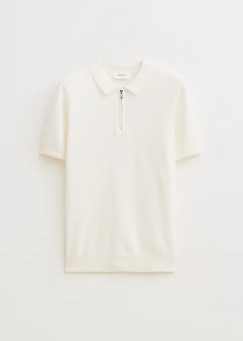 Twill polo halfzip off-white (WIT.O)