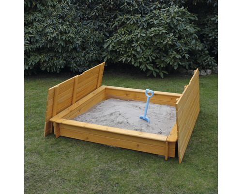 Tessa 140 zandbak met volledige afdekking, hout, 140 x 140 x 24 cm, bruin