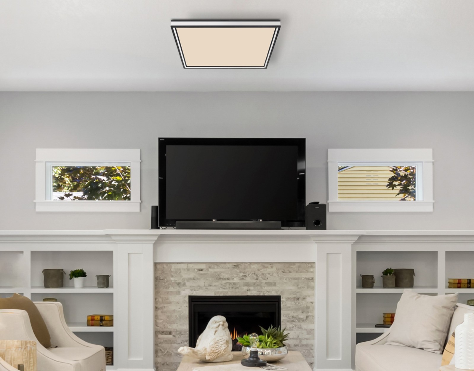 LED-Deckenleuchte - schwarz matt - opal - dimmbar