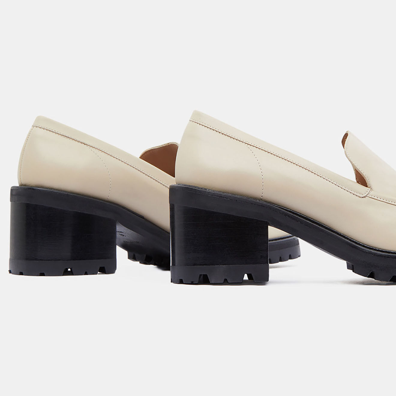 Flattered Mocassins en Cuir Chunky écrus - Talon 7 cm