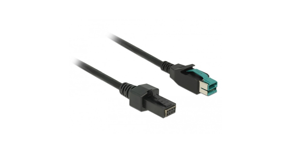 DeLOCKPoweredUSB kabel male 12 V > 2 x 4 pin male voor POS printers en terminals  (Zwart, 2 meter)