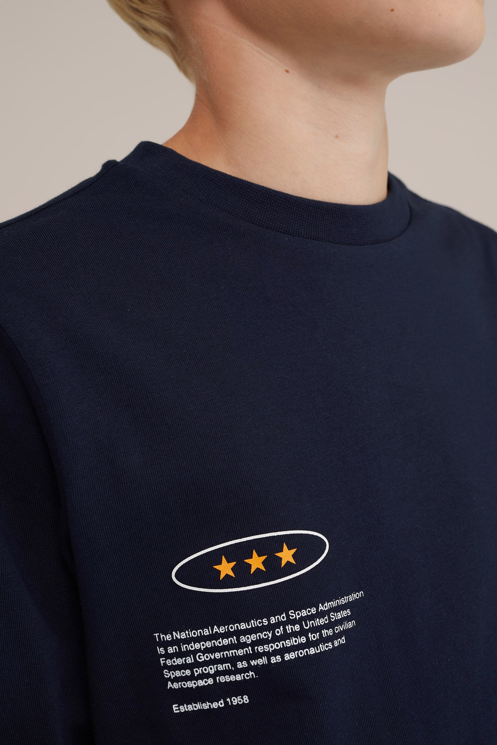 Jongens NASA®-T-shirt met opdruk Blue Ridge Donkerblauw