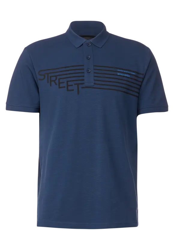 Poloshirt mit Labelprint - pacific blue