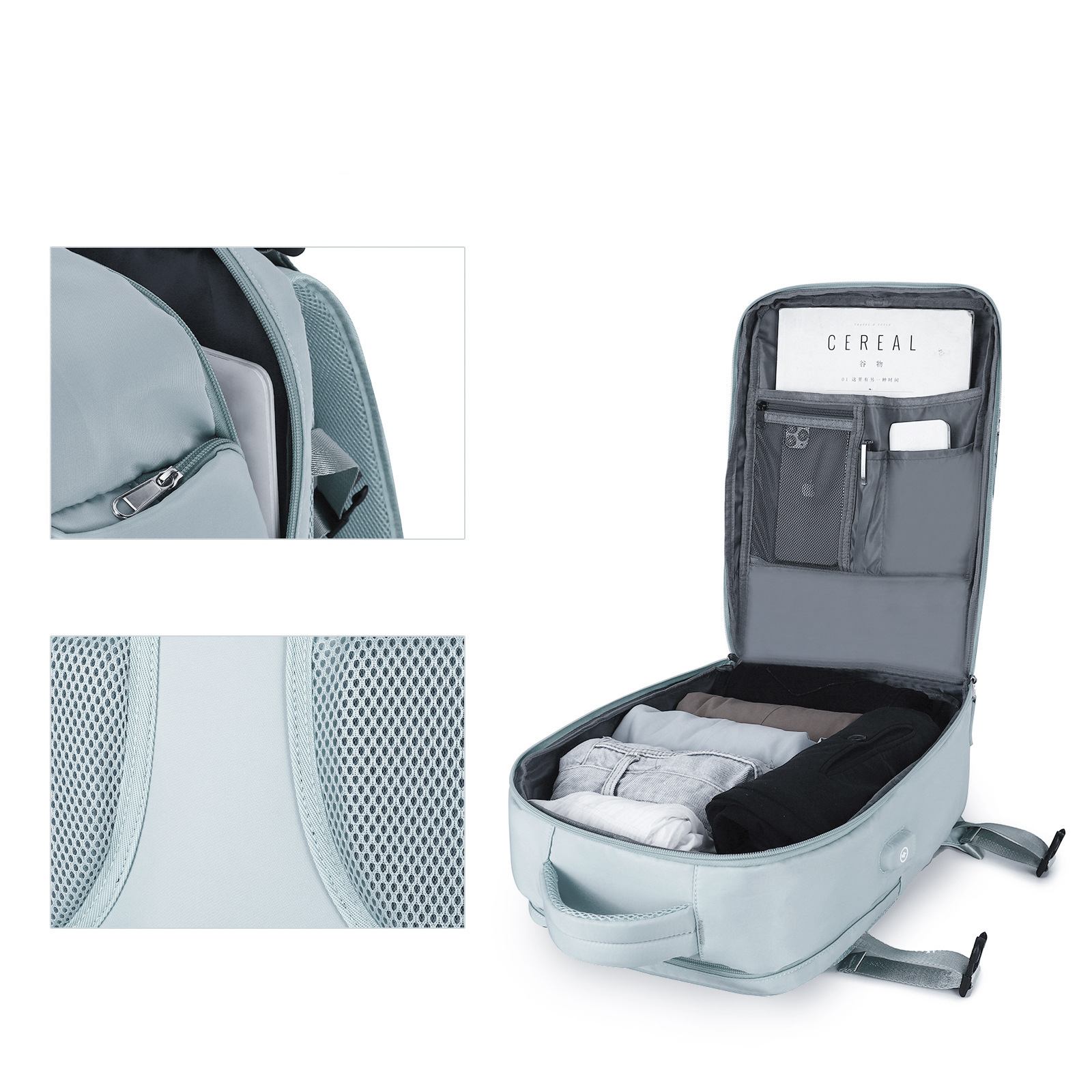 (42x31cm) 20L Reise Rucksack Handgepäck Tasche mit Schuh- / Nassfach / Laptop Fach bis 14