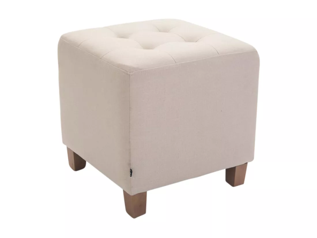 Lot de 2 Tabouret - Tissu & Bois - Crème - Pharao