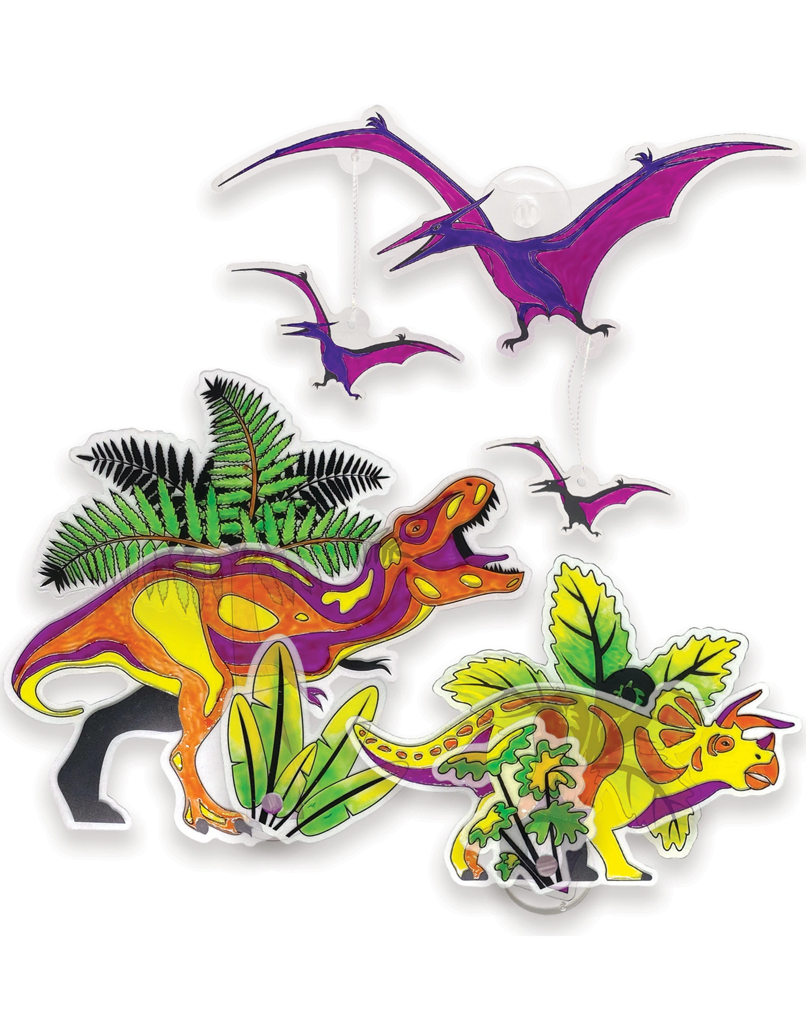 Fensterbilder-Malset DINOSART 19-teilig