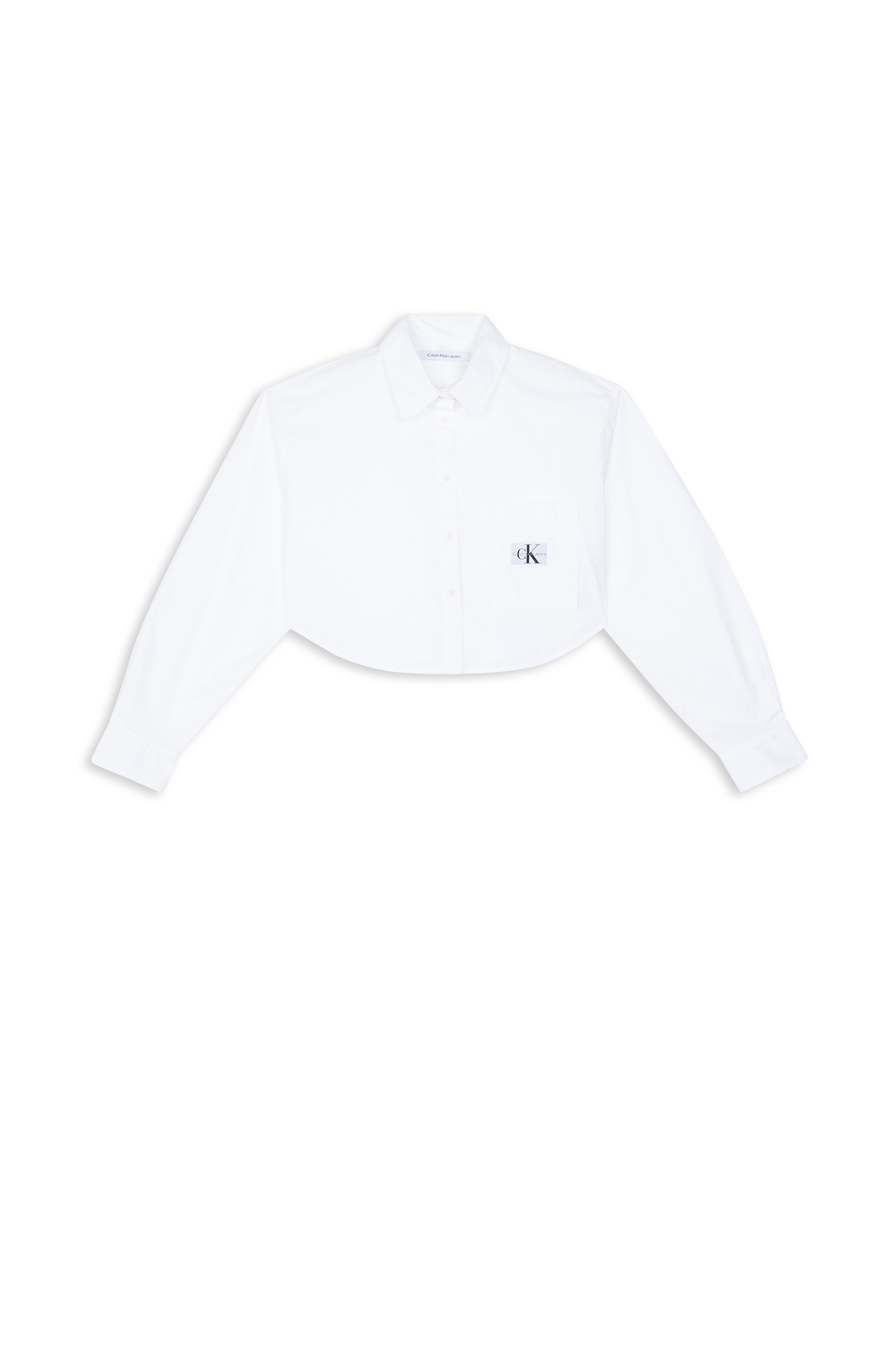 CALVIN KLEIN JEANS Chemise WOVEN LABEL CROPPED Blanc