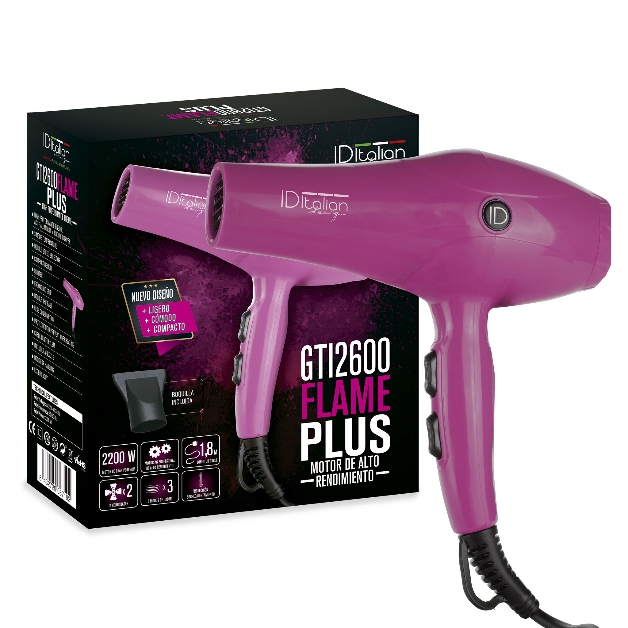 Italian Design GTI 2600 Flame Plus Hair dryer