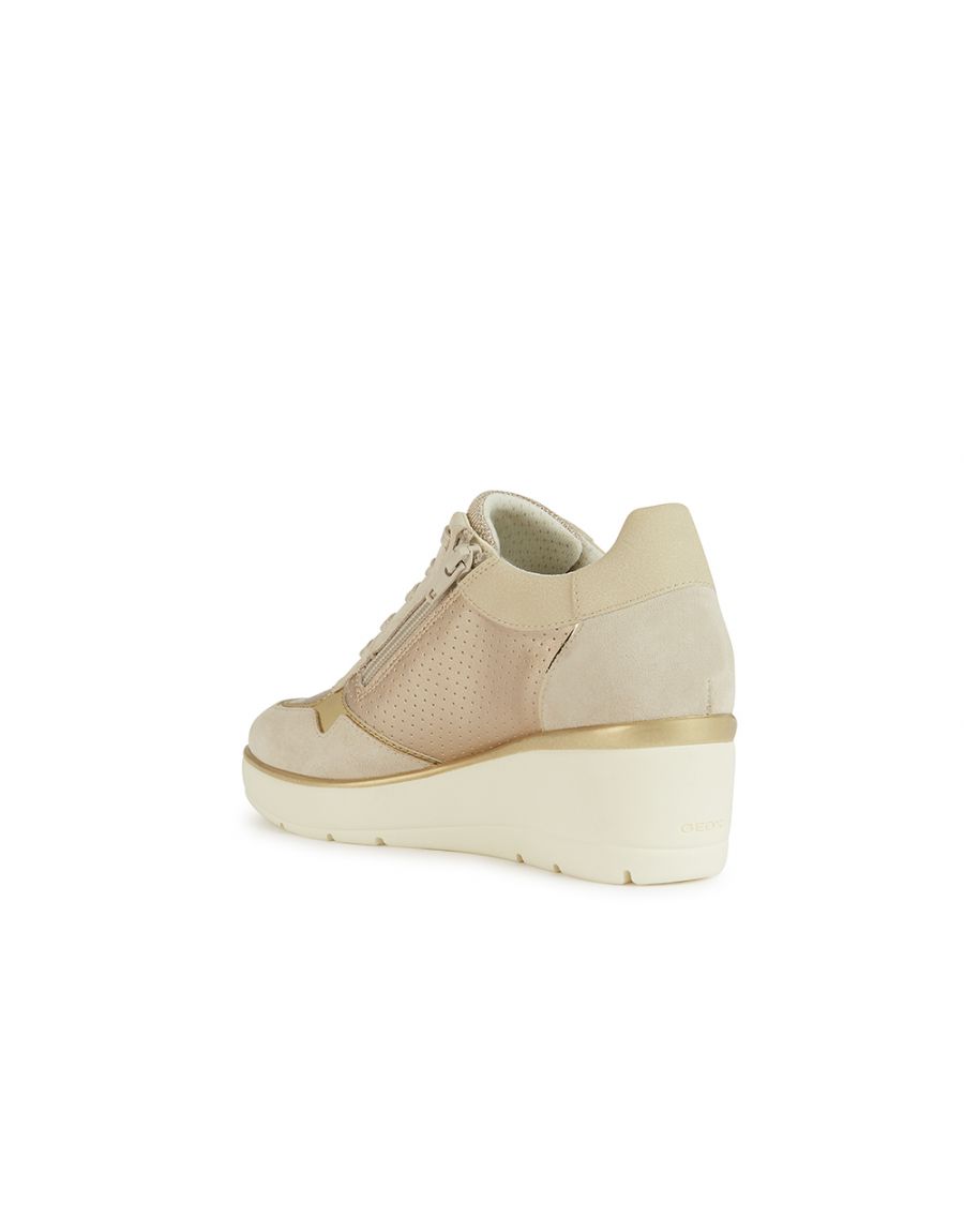 Baskets compensées beige