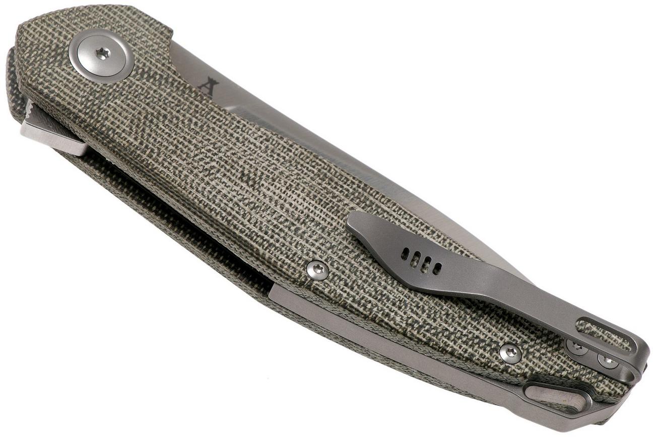 MKM Goccia GC-GC Green canvas Micarta zakmes, Jens Anso design