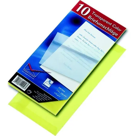 MAILmedia 10 Briefumschläge Din lang transparent gelb