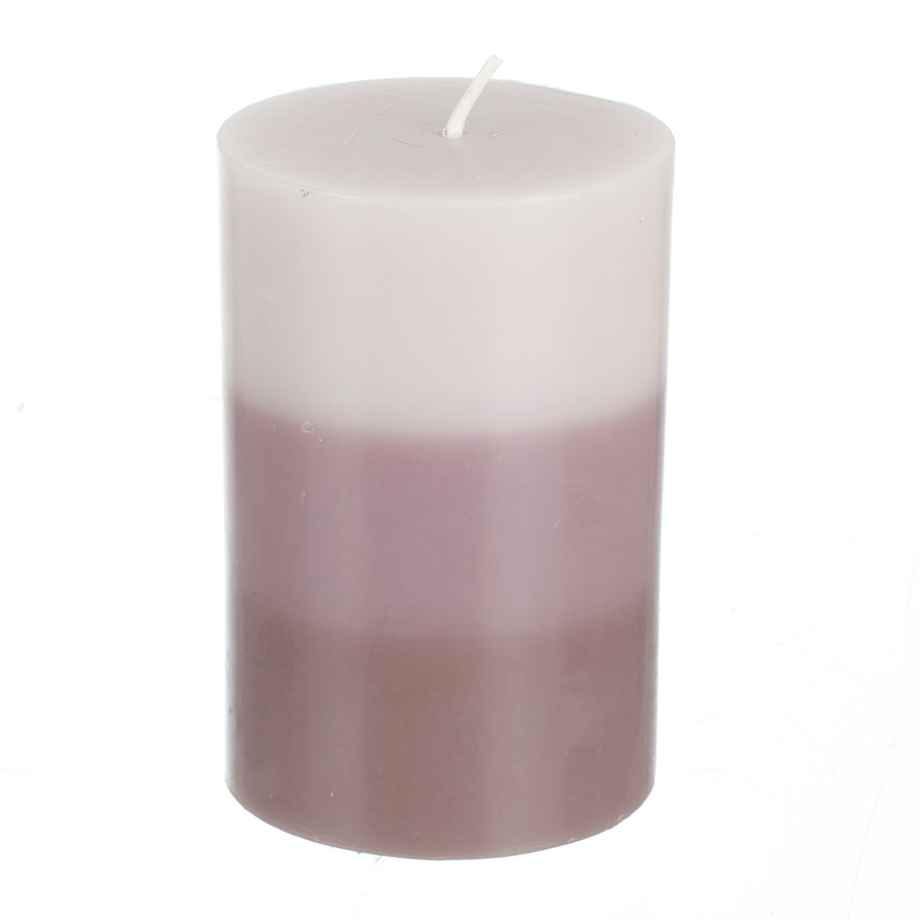 Bougie parfumée tricolore taupe senteur vanille 7x10cm