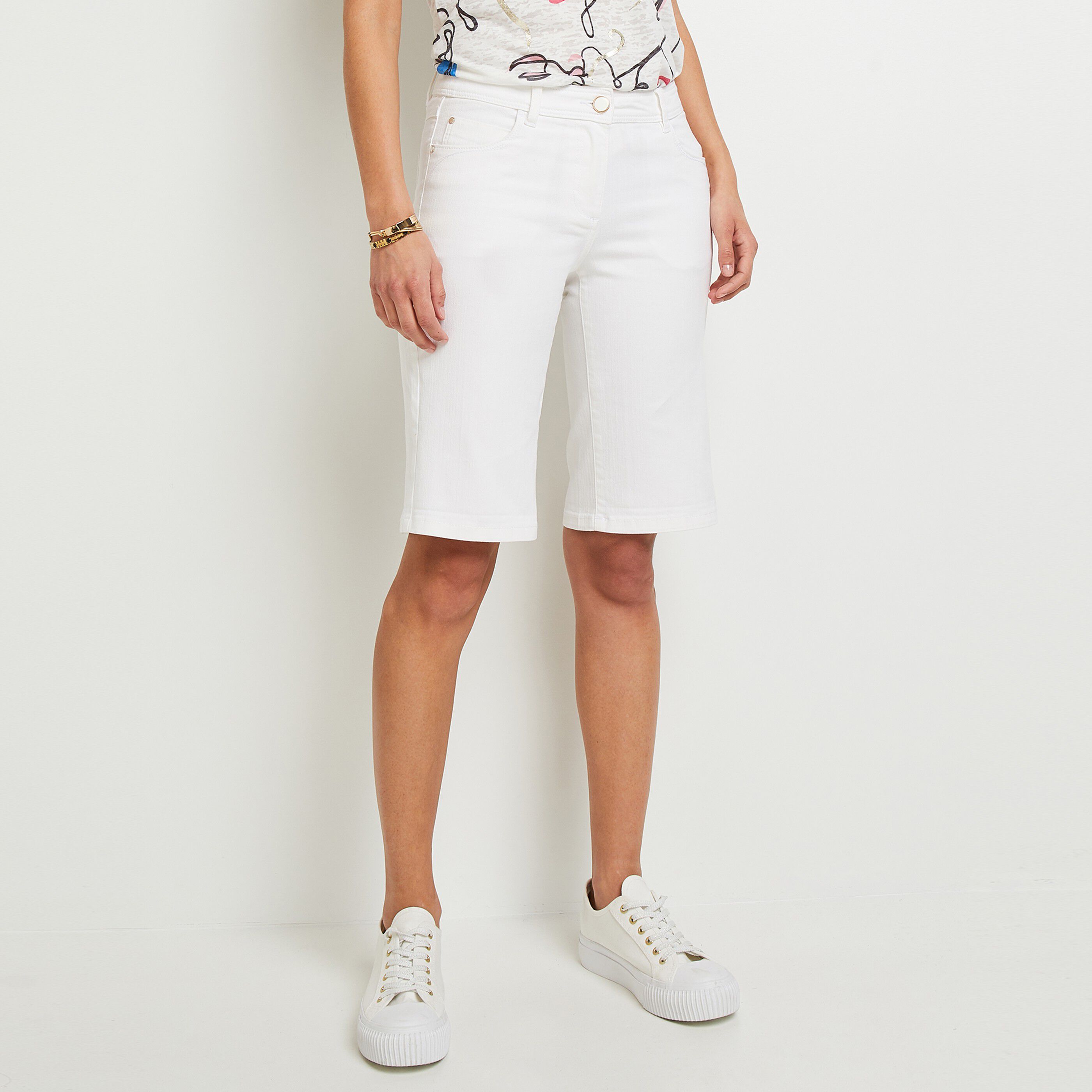 Bermuda en jean femme - BLANC
