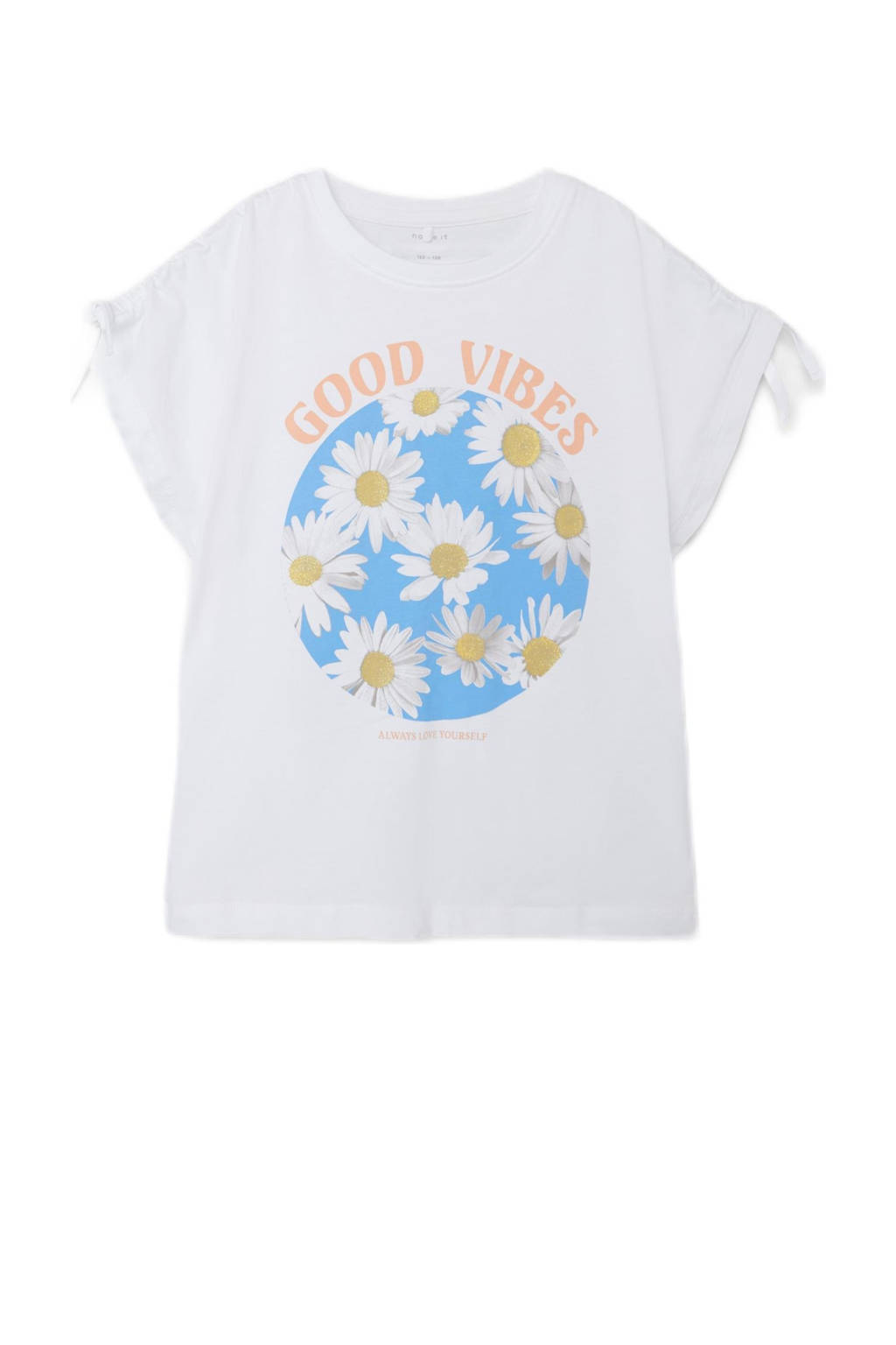 NAME IT T-shirt NKFFATIME met printopdruk wit