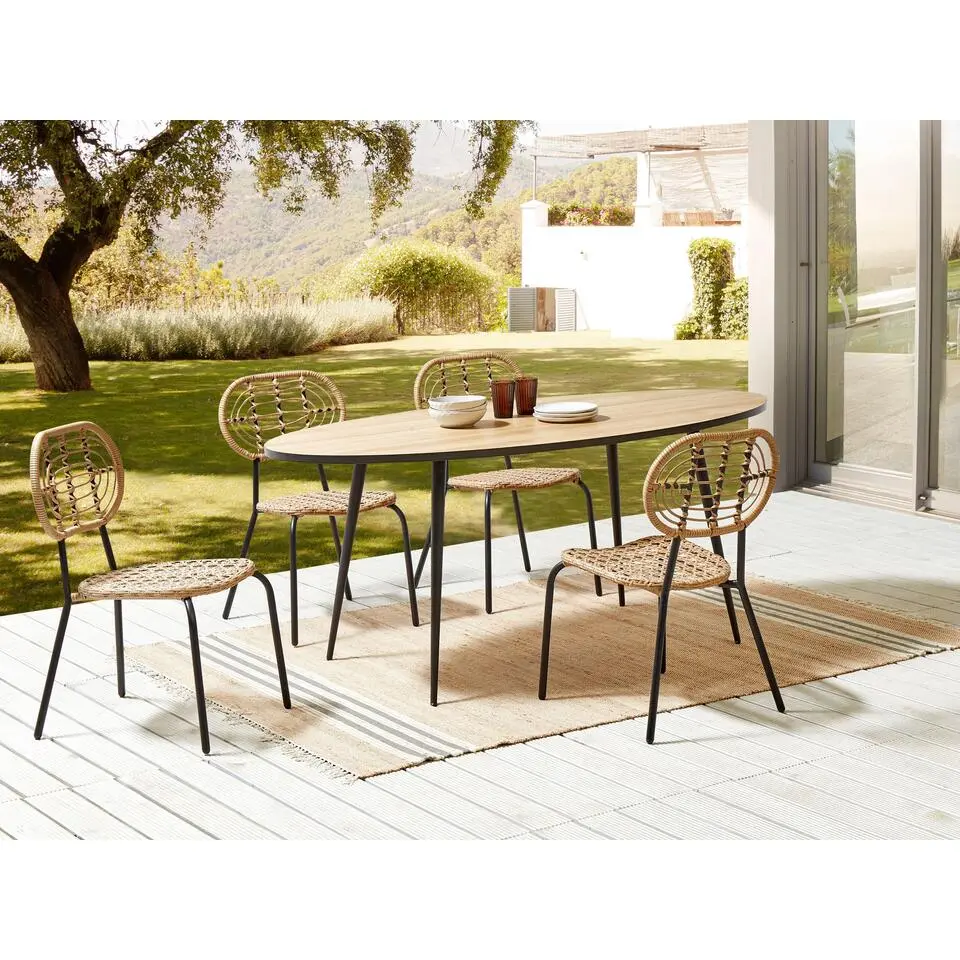 PRATELLO - Tuinstoel set van 4 - Naturel - PE rotan