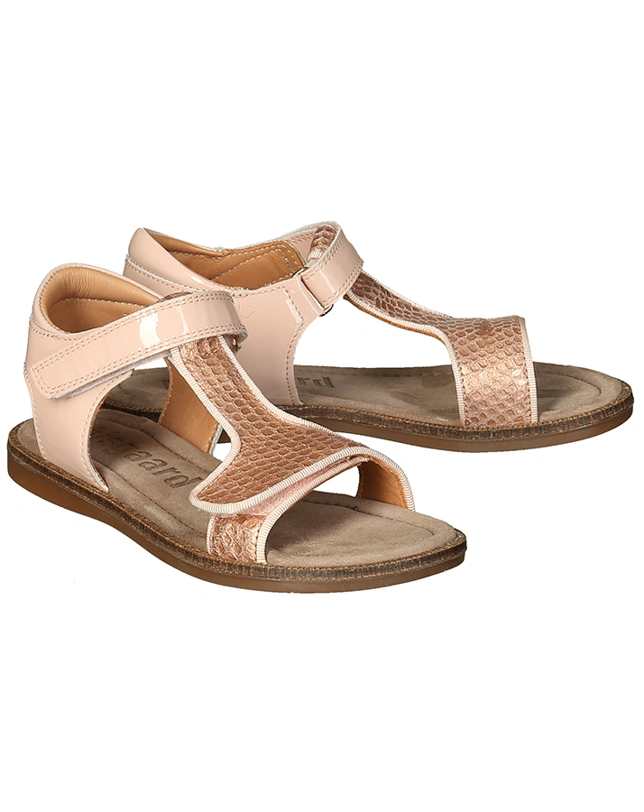 Leder-Sandalen ALMA mit Klett in grapefruit