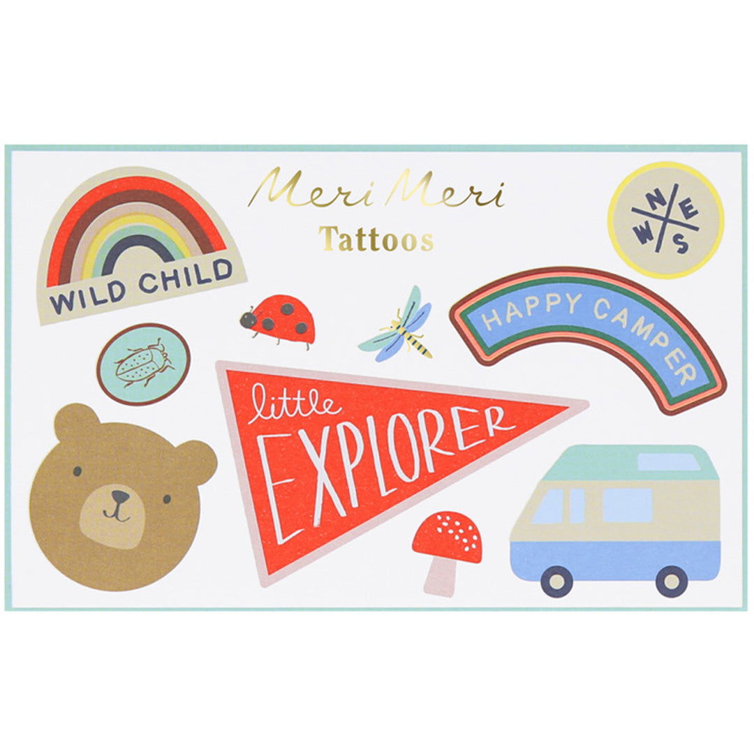 Meri meri tattoos camping adventure