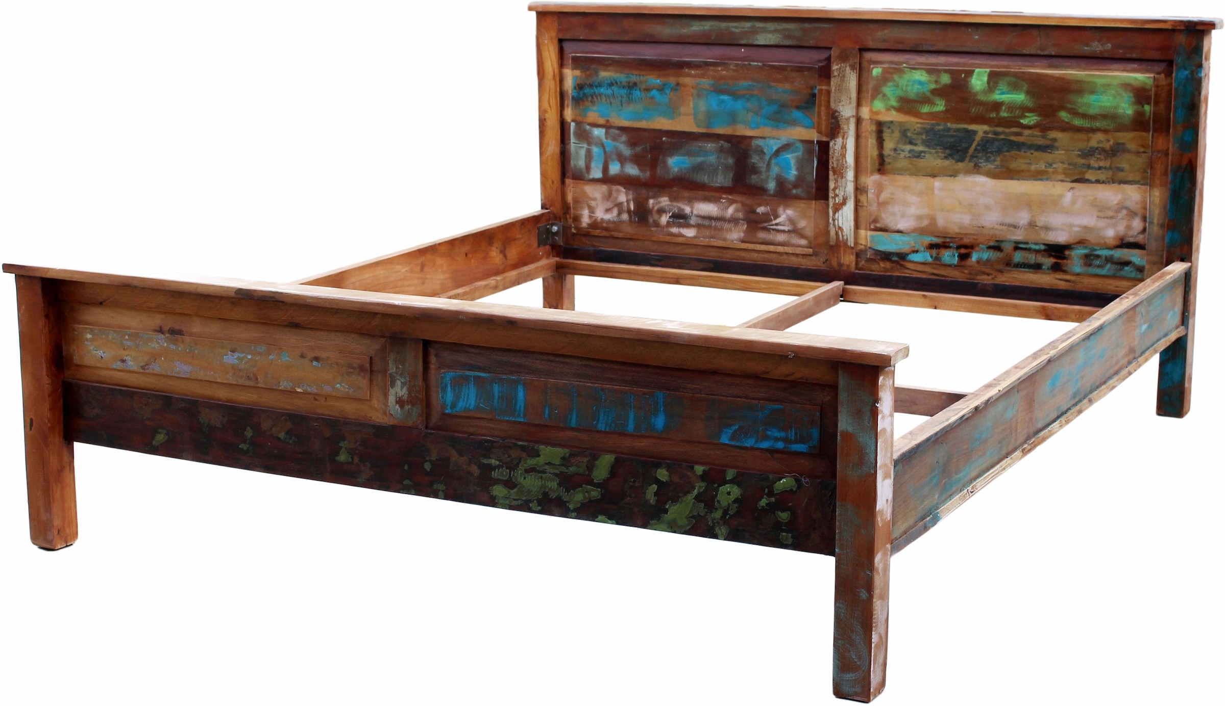 SIT Massivholzbett »Riverboat« aus recyceltem Altholz, Shabby Chic, Vintage