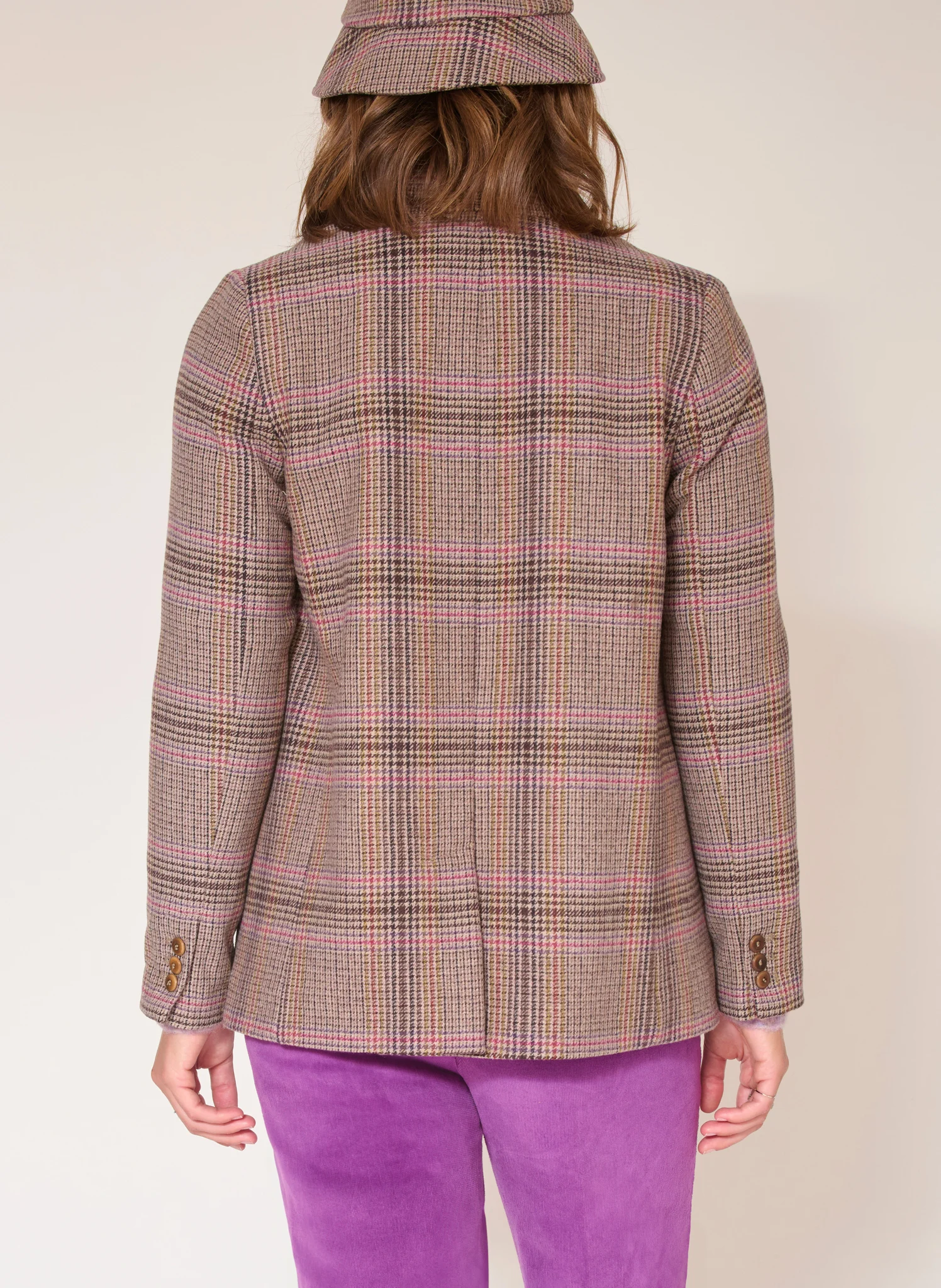 VALMOREL - Veste tailleur à carreaux| Marron