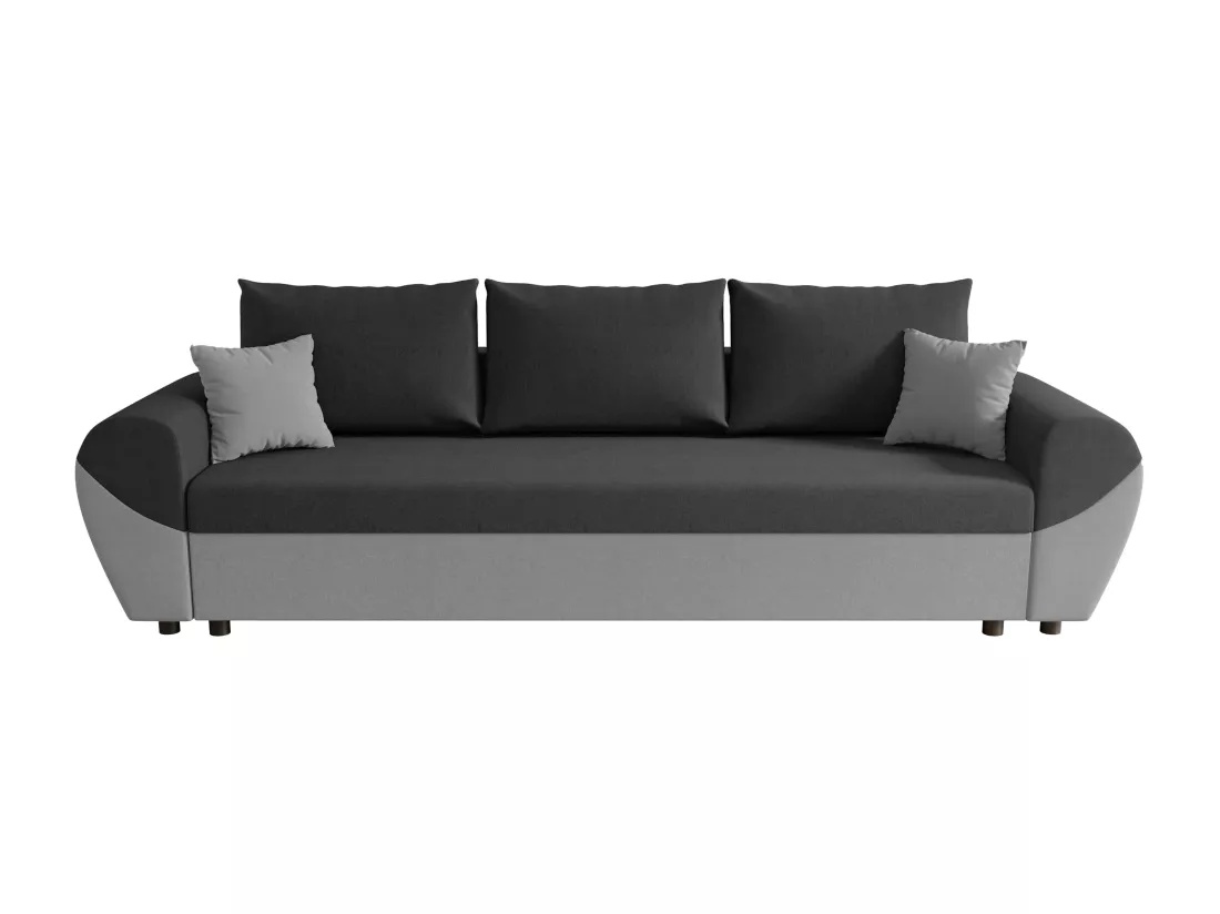 Canapé 3 places convertible en tissu noir et gris LIERNO