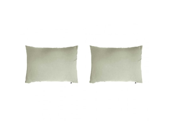TERRE DE NUIT - Taie d'oreiller Lot de 2 taies d'oreillers double gaze de coton vert d'eau ...