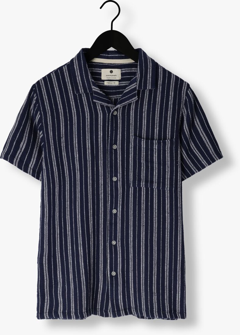 ANERKJENDT donkerblauwe anerkjendt casual overhemd akleo s/s dobby shirt