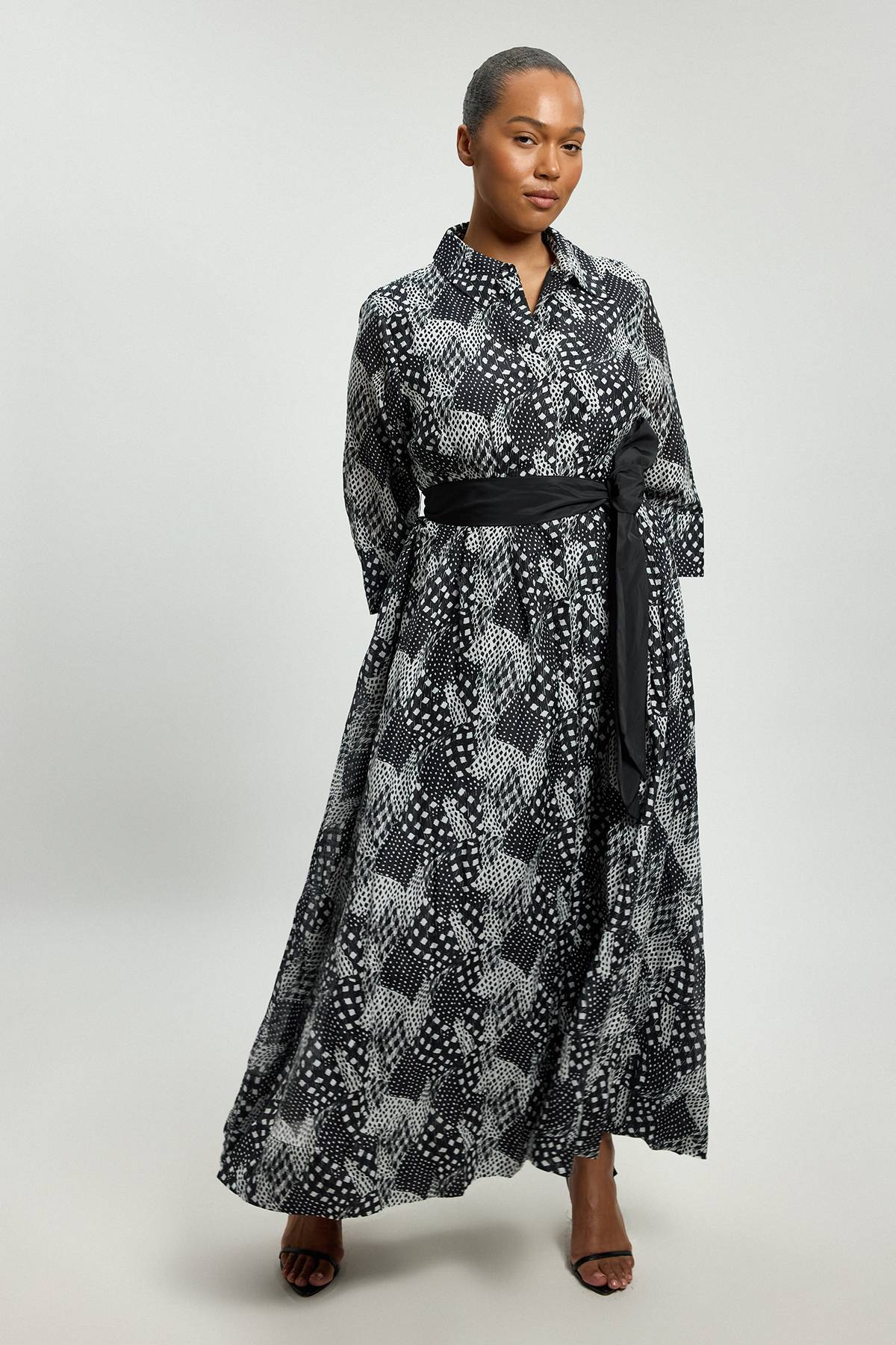 KarenMillen Robe Chemise Longue Tissée En Soie Et Coton À Motifs Floraux Grande Taille