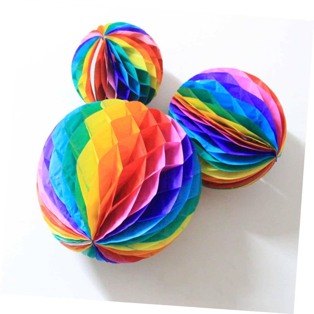(5er Set) Papier Pompon's Deko Party / Geburtstag / Hochzeit - Regenbogen