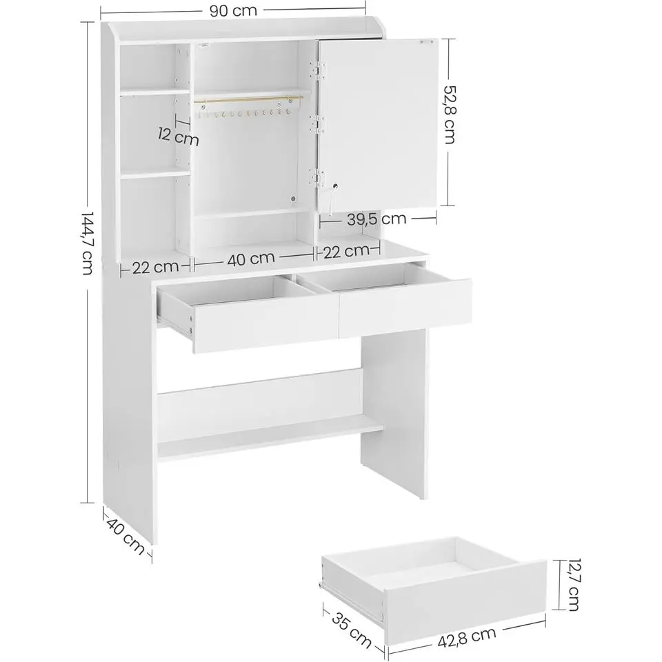 Bobbel Home - Moderne Witte Make-up tafel met Instelbare LED Verlichting