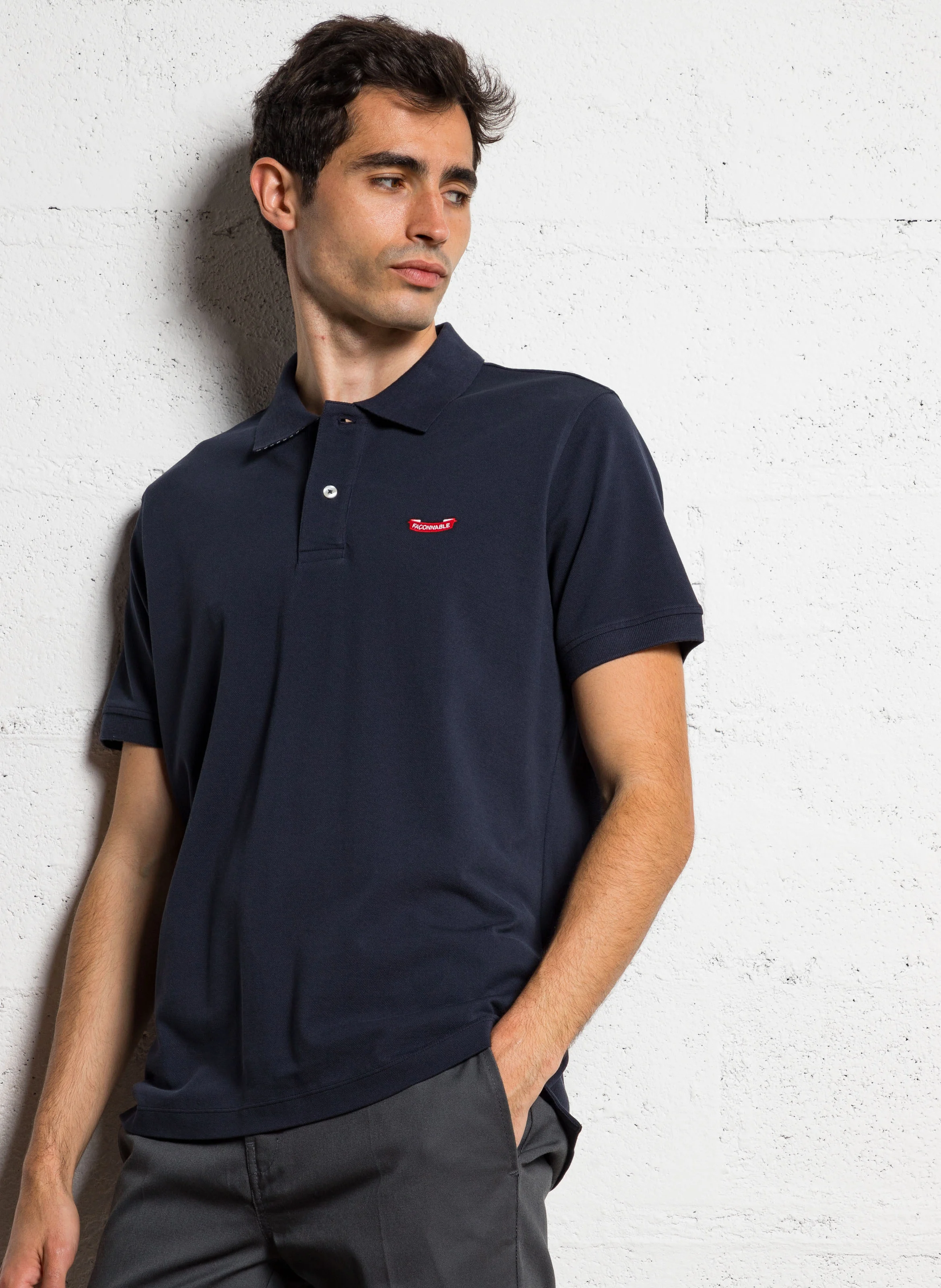 Polo regular-fit en coton piqué | Bleu