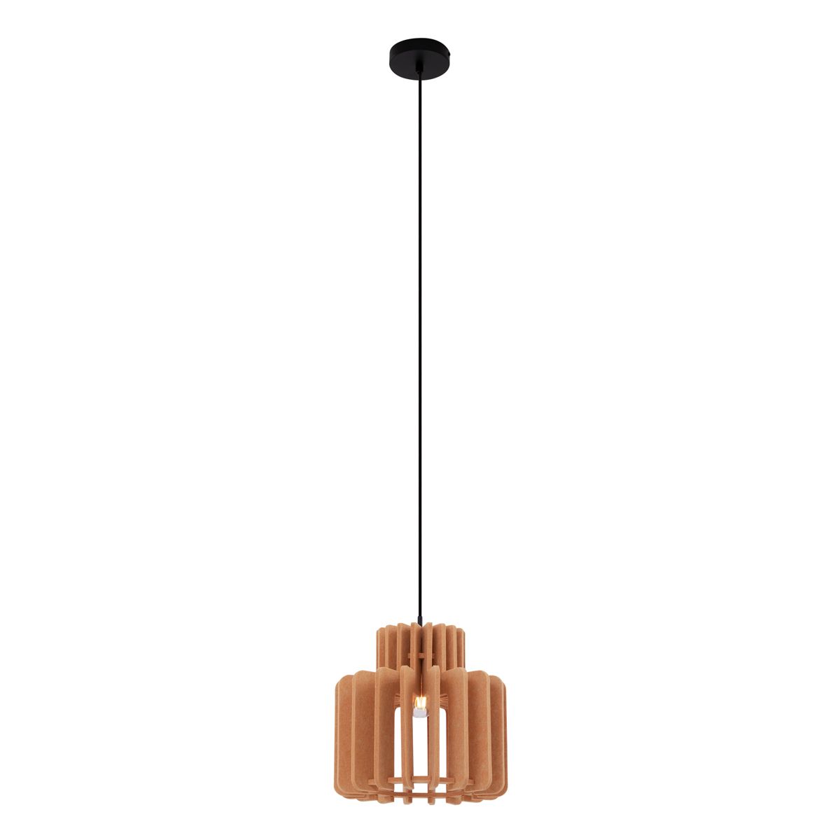 Retro hanglamp zwart met oranje kap - Felt