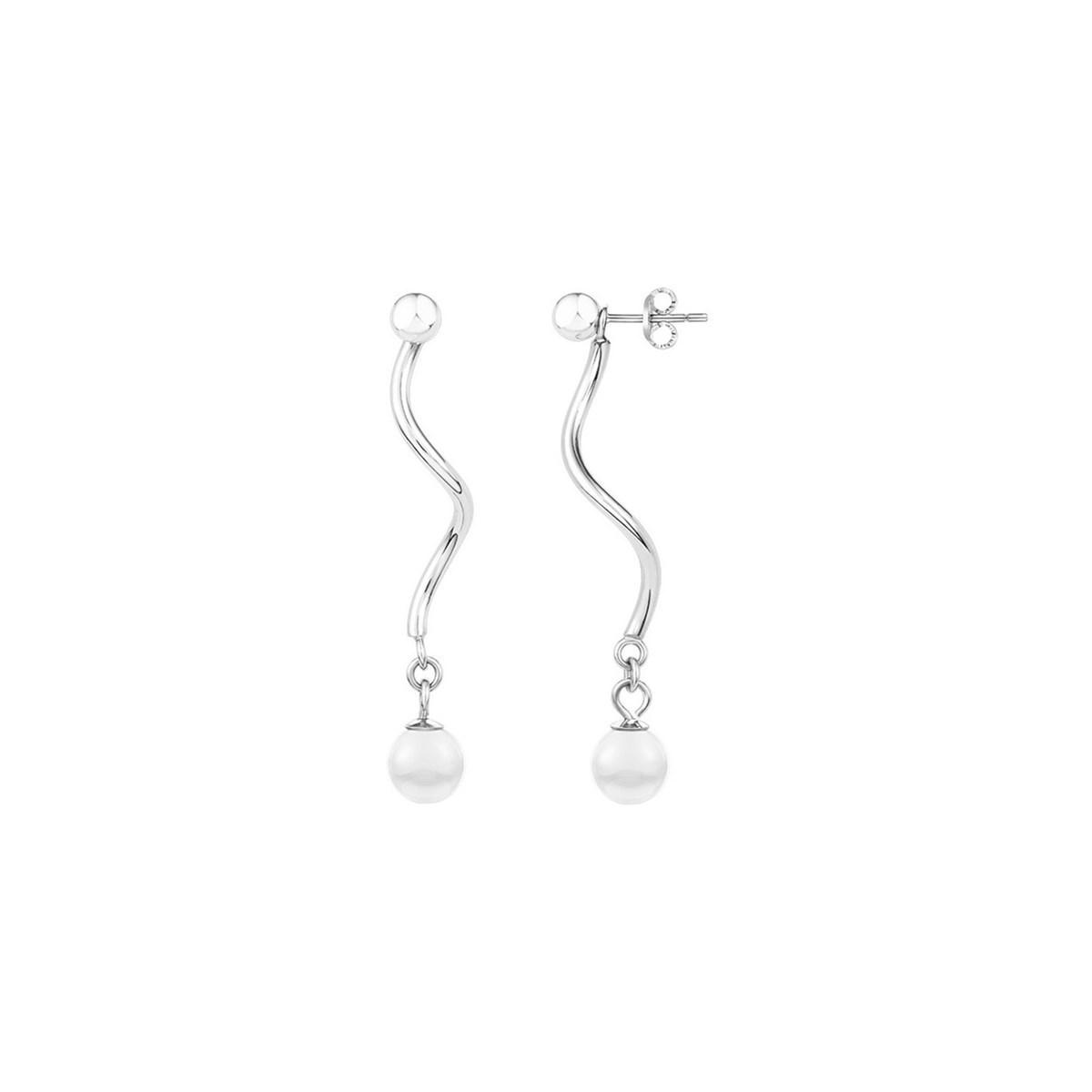 Boucles d'oreilles pendantes en Acier 316L et céramique - blanc brillant