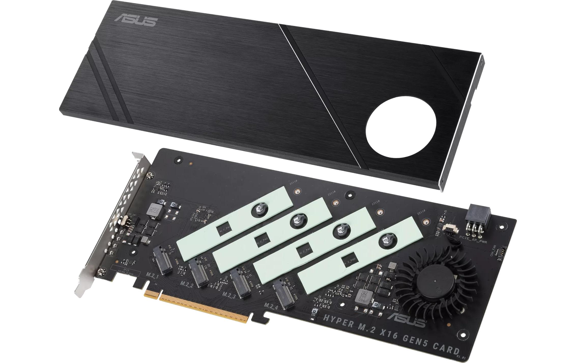 Host Bus Adapter Hyper M.2 x16 Gen5 CardHyper M.2 Karte unterstützt bis zu vier NVMe M.2