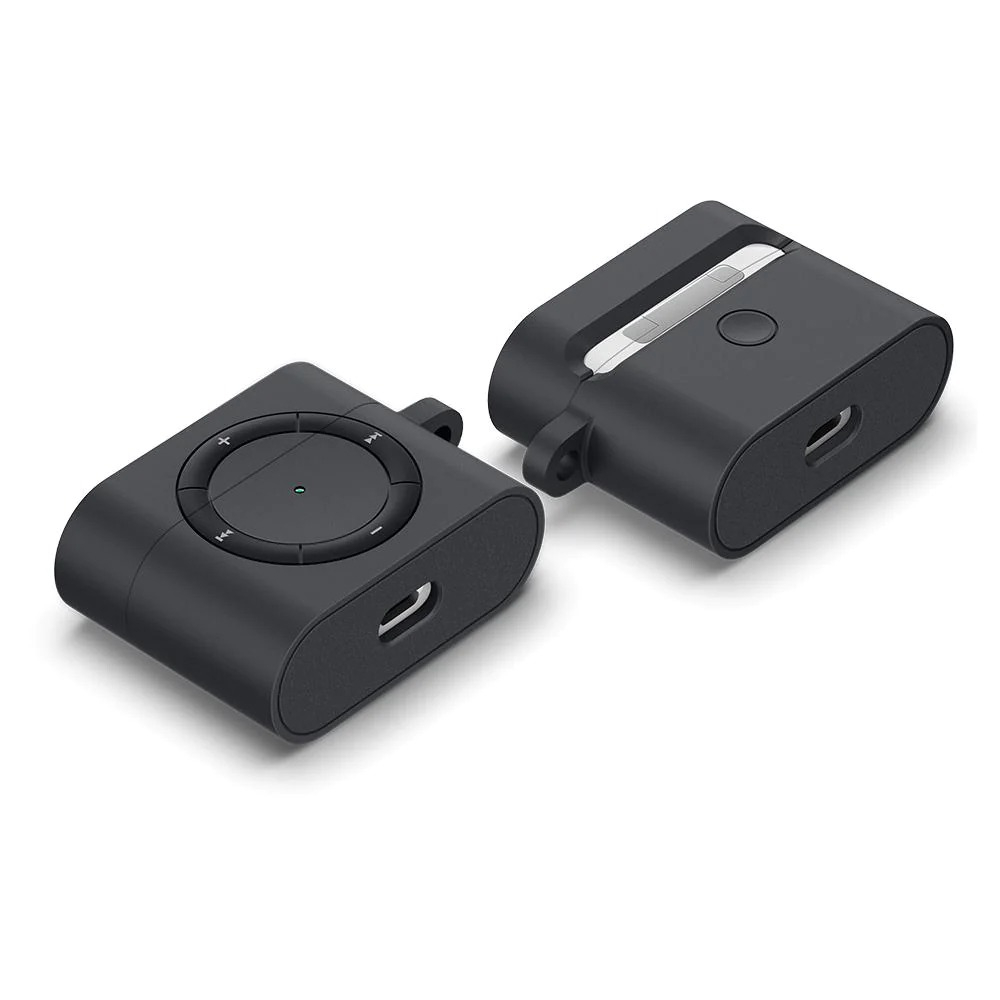 AirPods Pro Classic Shuffle Hardcase Schutzhülle Abdeckung mit Karabiner (ASD00838) - Schwarz