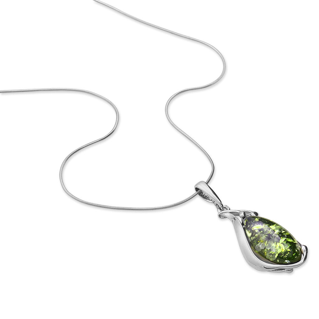 Collier Argent Blanc Elga Ambre