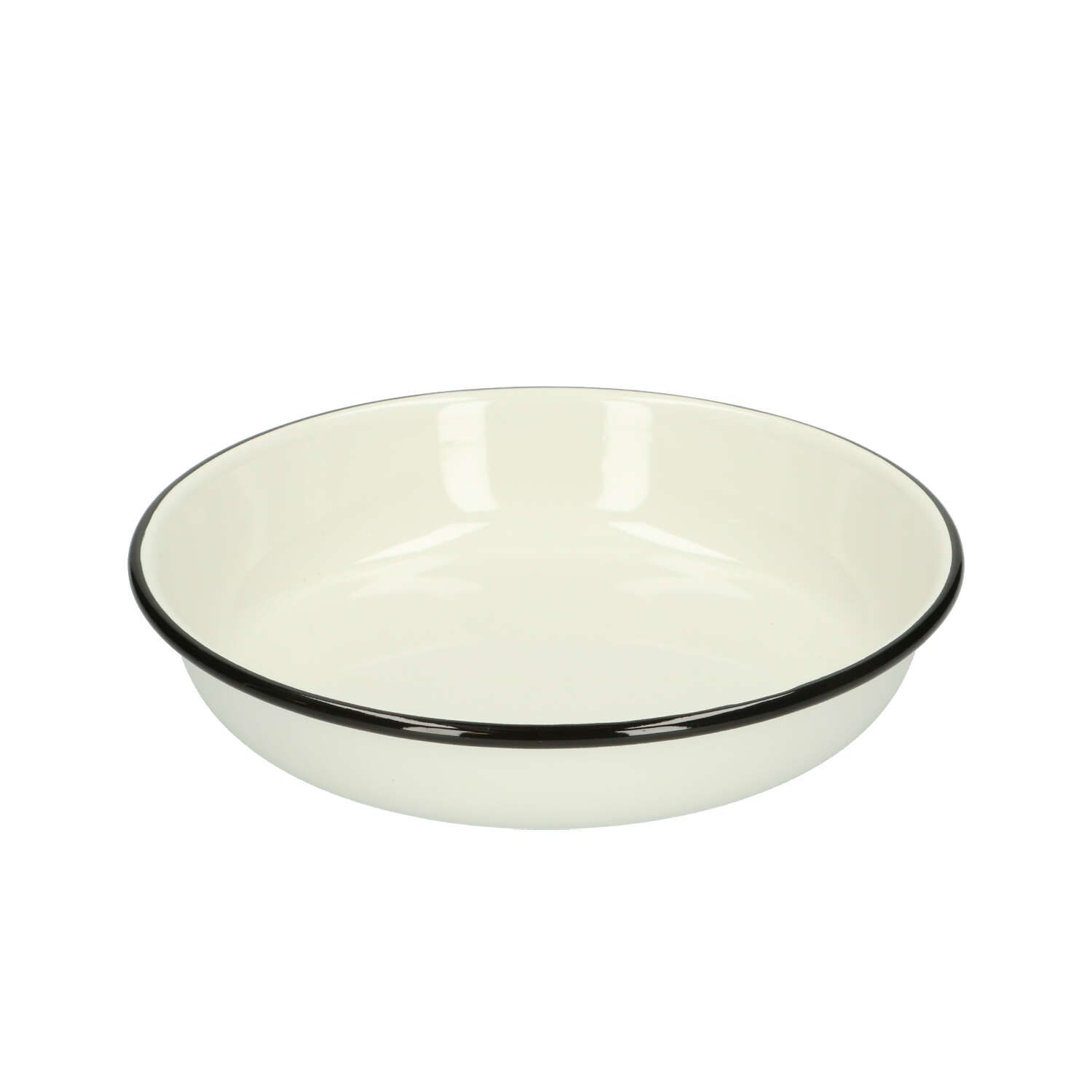 Bord diep, emaille, zwart/wit, Ø 19 cm