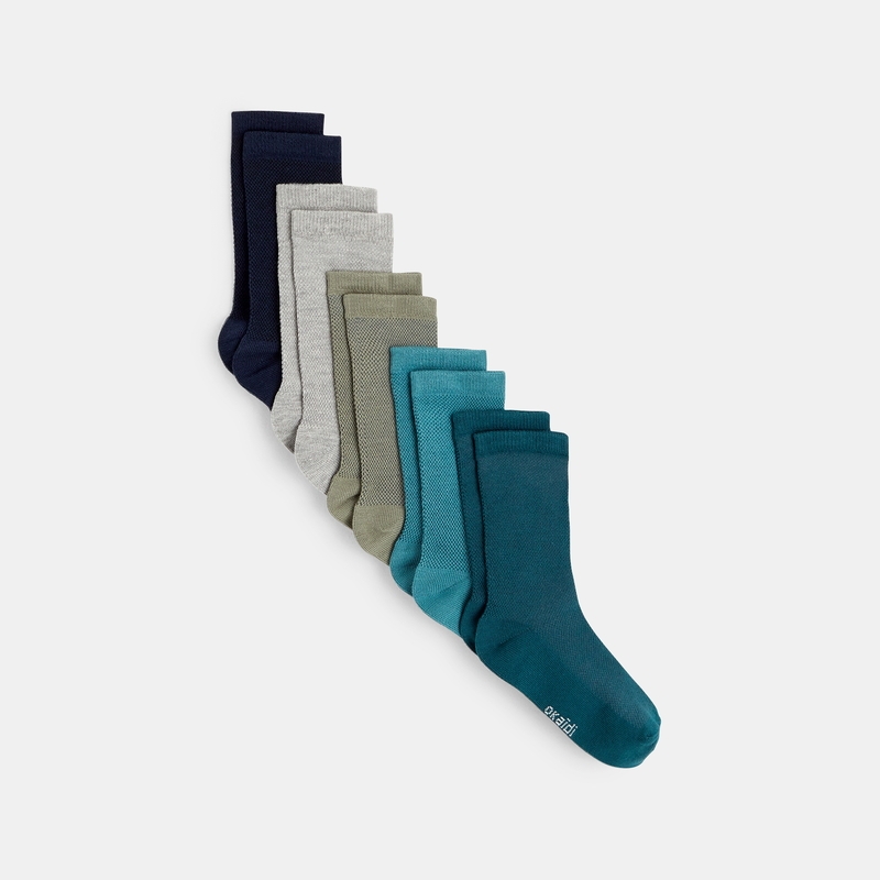 Chaussettes unies (lot de 5) vertes garçon