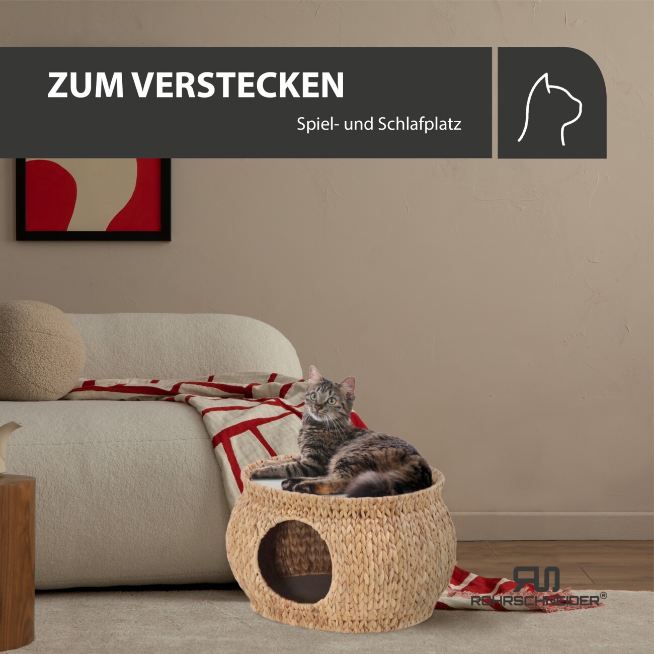 Rohrschneider ® Katzenhöhle Wasserhyazinthe oval und Gratis-Beigabe