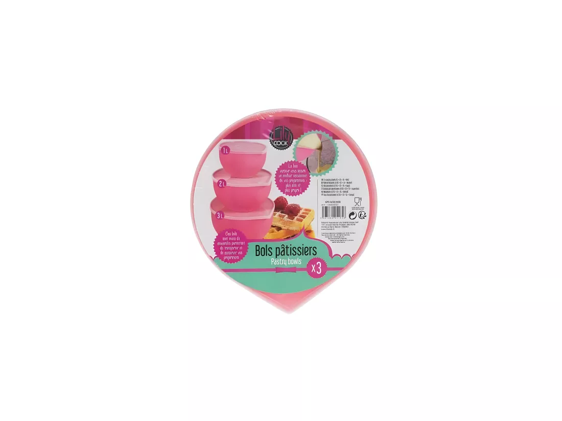Set de 3 bols patissier avec couvecle