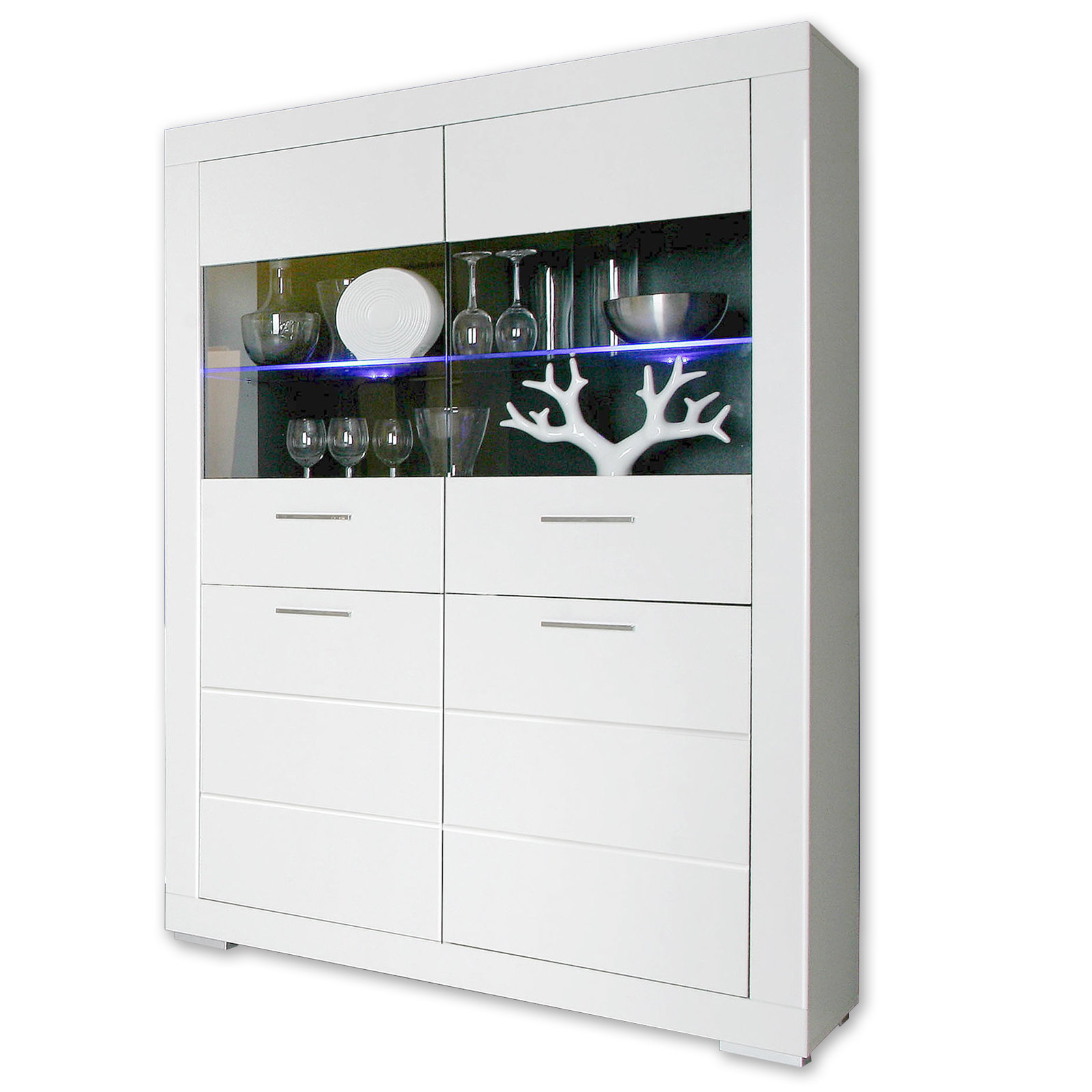 Vitrine - weiß matt - mit Beleuchtung