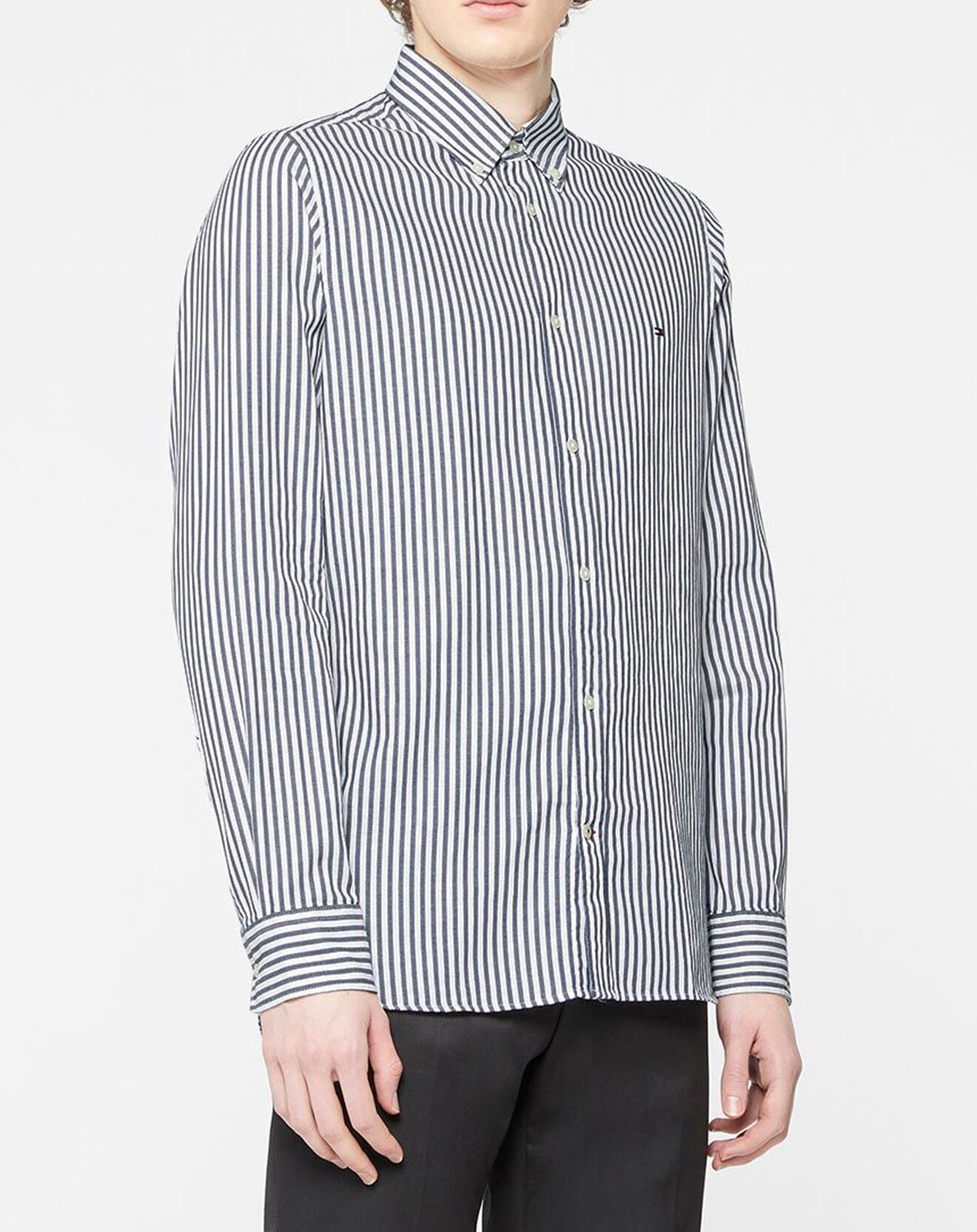 Tommy Hilfiger Chemise slim Dobby rayée bleu/blanc