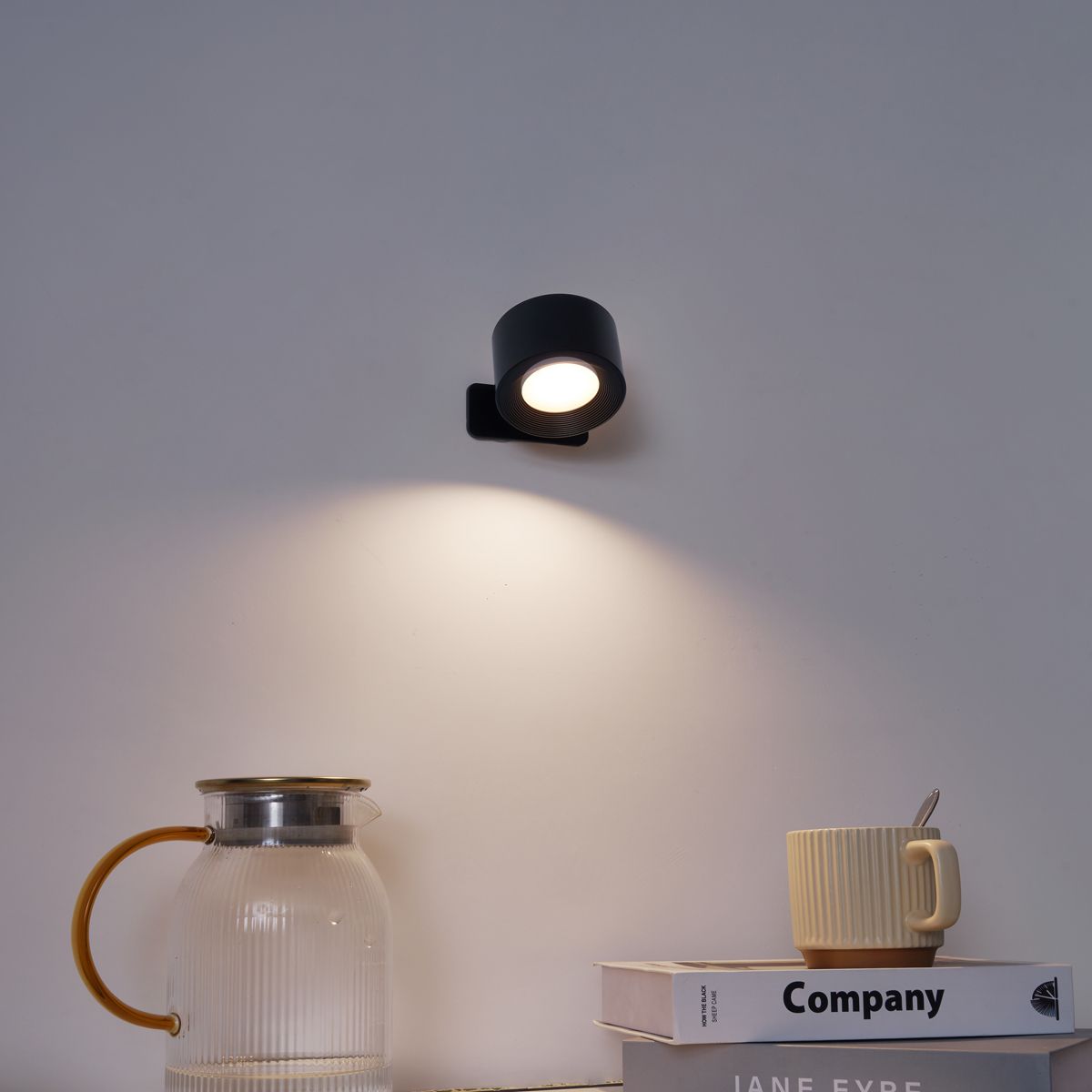 Set van 4 moderne wand- plafondlampen zwart incl. LED oplaadbaar - Bright